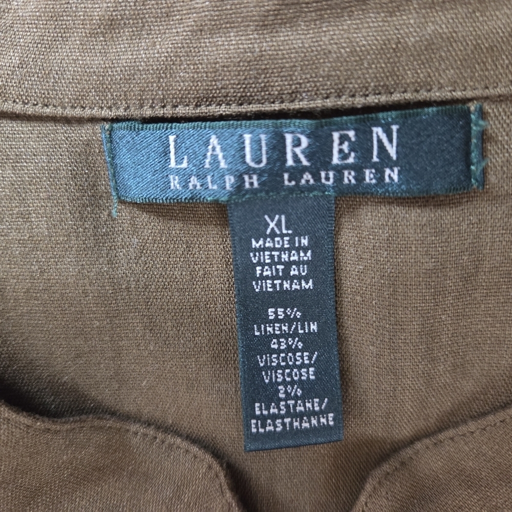 LAUREN RALPH LAUREN Linen Green Midi Dress Extra Large - Picture 4 of 4